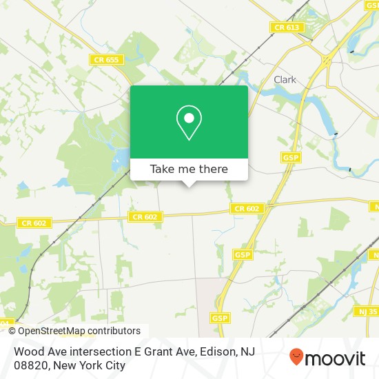 Mapa de Wood Ave intersection E Grant Ave, Edison, NJ 08820