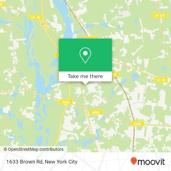 Mapa de 1633 Brown Rd, Newfield, NJ 08344