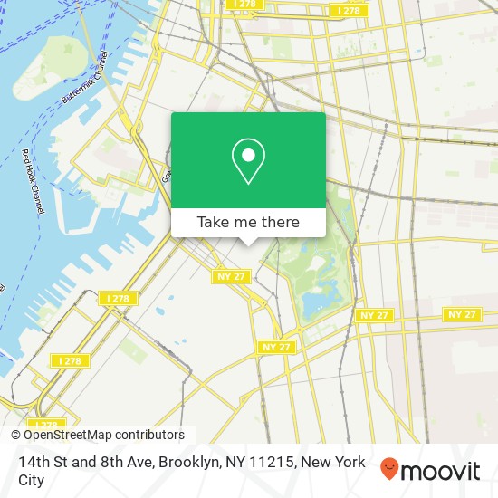 Mapa de 14th St and 8th Ave, Brooklyn, NY 11215