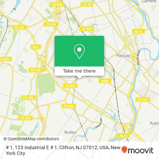 Mapa de # 1, 123 Industrial E # 1, Clifton, NJ 07012, USA