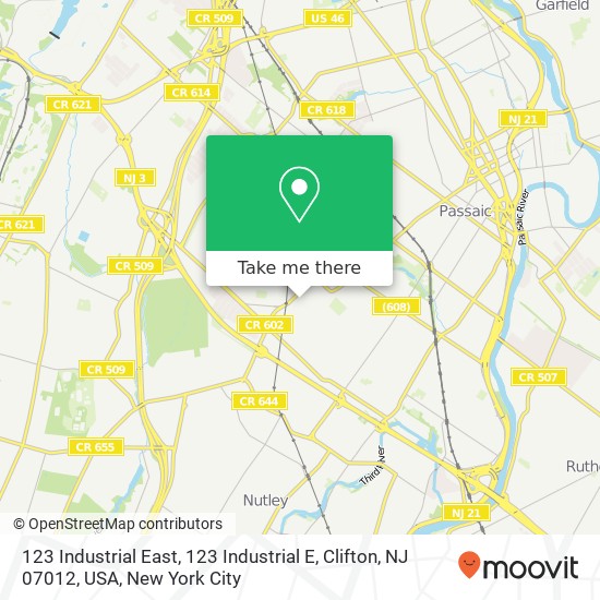 Mapa de 123 Industrial East, 123 Industrial E, Clifton, NJ 07012, USA