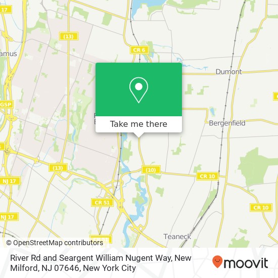 River Rd and Seargent William Nugent Way, New Milford, NJ 07646 map