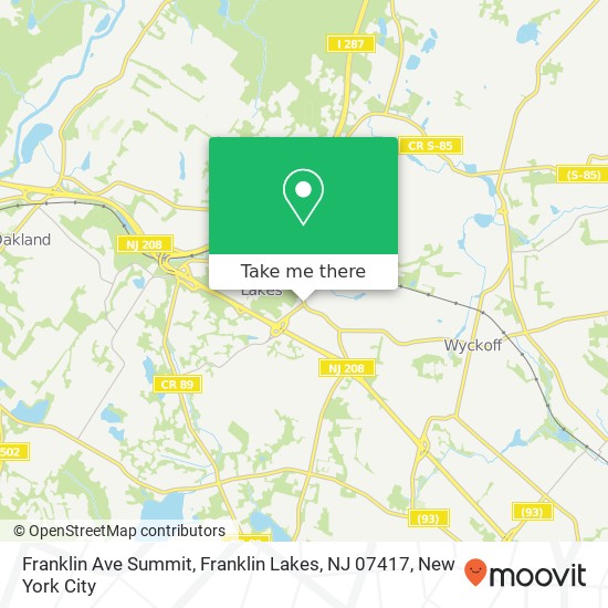 Mapa de Franklin Ave Summit, Franklin Lakes, NJ 07417