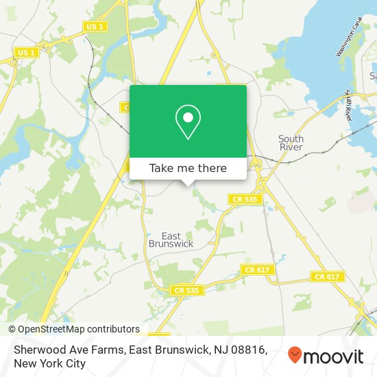 Mapa de Sherwood Ave Farms, East Brunswick, NJ 08816