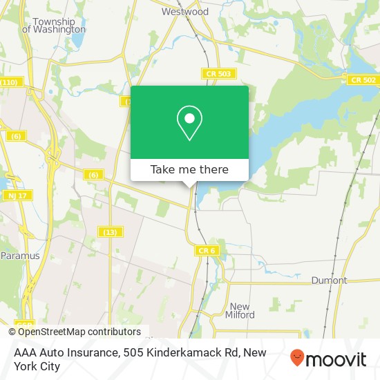 Mapa de AAA Auto Insurance, 505 Kinderkamack Rd