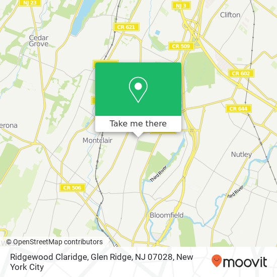 Mapa de Ridgewood Claridge, Glen Ridge, NJ 07028