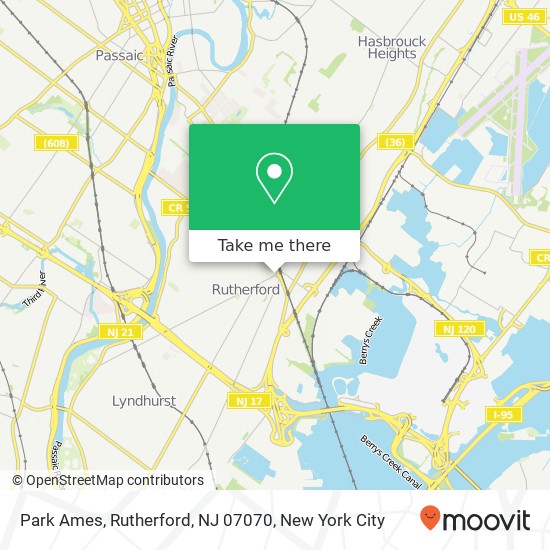 Mapa de Park Ames, Rutherford, NJ 07070