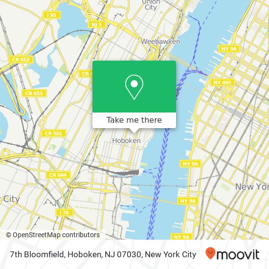Mapa de 7th Bloomfield, Hoboken, NJ 07030