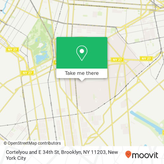 Mapa de Cortelyou and E 34th St, Brooklyn, NY 11203