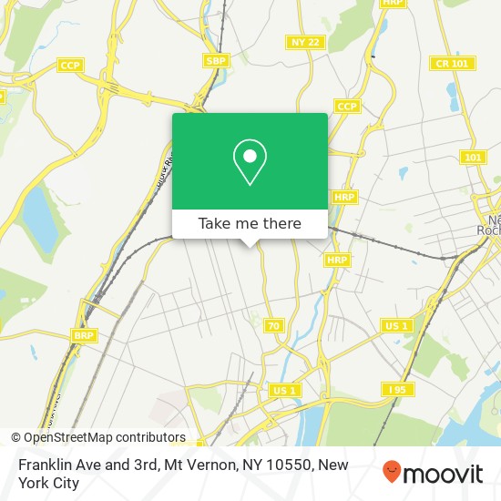 Mapa de Franklin Ave and 3rd, Mt Vernon, NY 10550