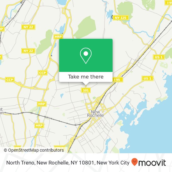 Mapa de North Treno, New Rochelle, NY 10801