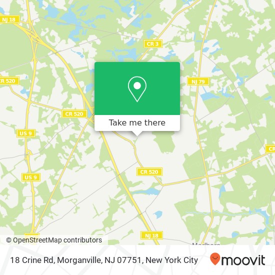 Mapa de 18 Crine Rd, Morganville, NJ 07751