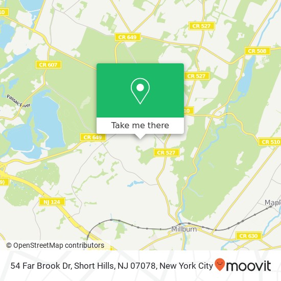 Mapa de 54 Far Brook Dr, Short Hills, NJ 07078