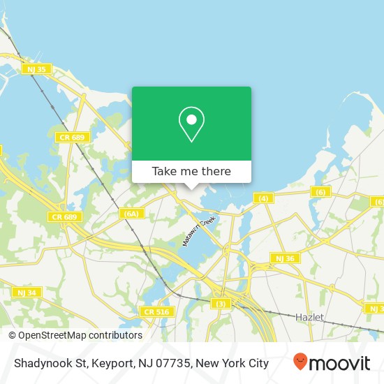 Mapa de Shadynook St, Keyport, NJ 07735