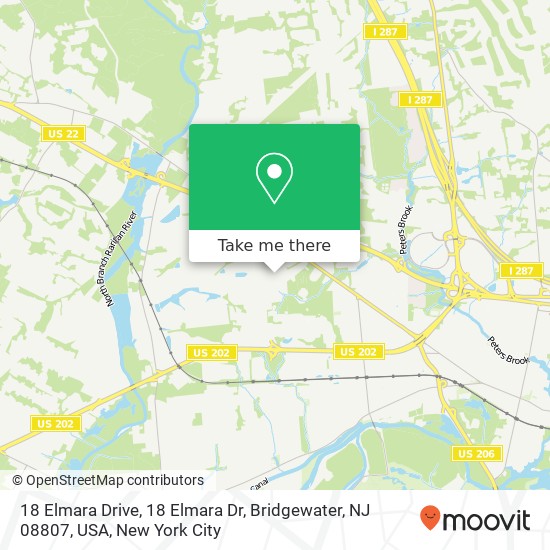 Mapa de 18 Elmara Drive, 18 Elmara Dr, Bridgewater, NJ 08807, USA