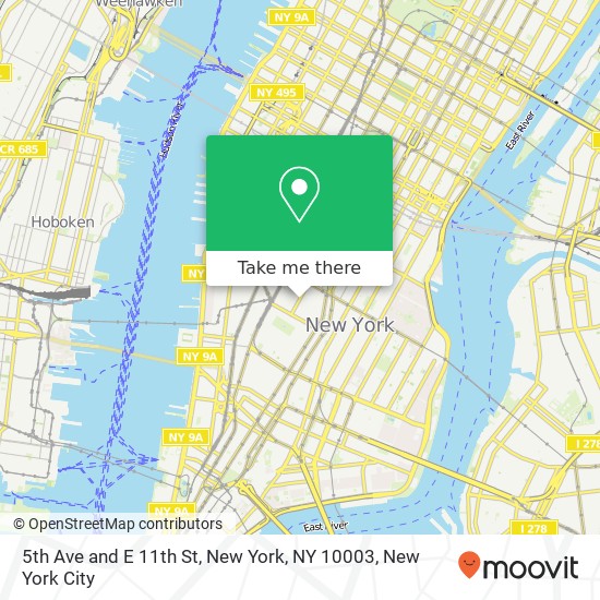 Mapa de 5th Ave and E 11th St, New York, NY 10003