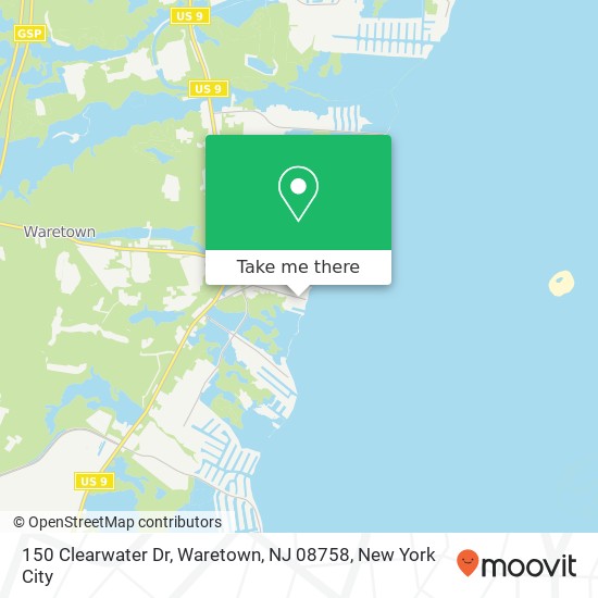 Mapa de 150 Clearwater Dr, Waretown, NJ 08758