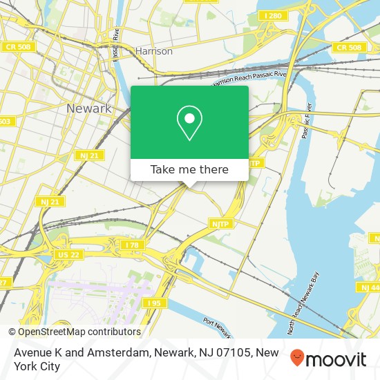 Avenue K and Amsterdam, Newark, NJ 07105 map