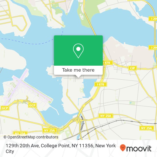 Mapa de 129th 20th Ave, College Point, NY 11356