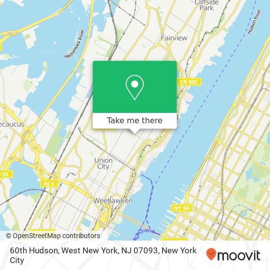 Mapa de 60th Hudson, West New York, NJ 07093