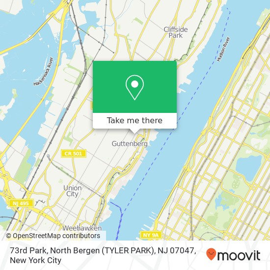 Mapa de 73rd Park, North Bergen (TYLER PARK), NJ 07047