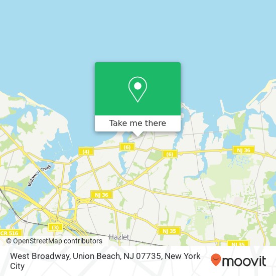 Mapa de West Broadway, Union Beach, NJ 07735
