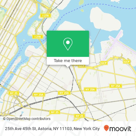 Mapa de 25th Ave 45th St, Astoria, NY 11103