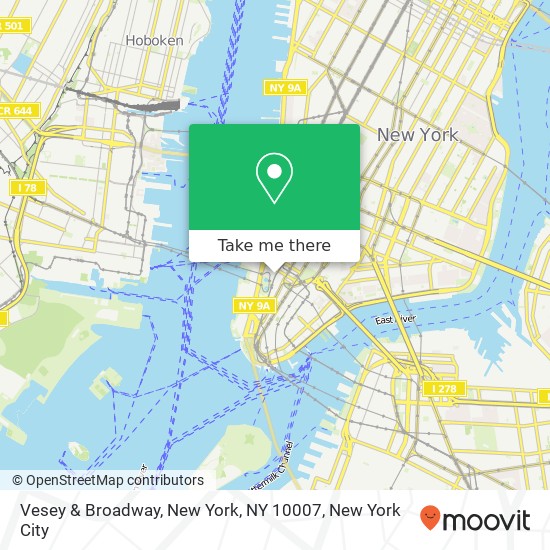 Vesey & Broadway, New York, NY 10007 map