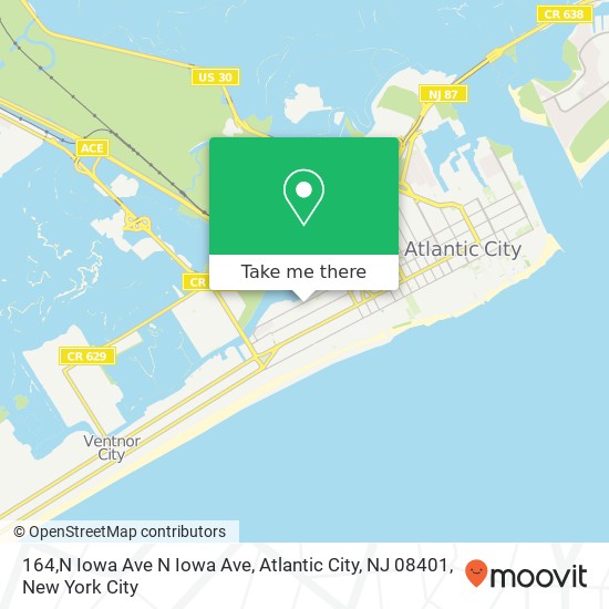 Mapa de 164,N Iowa Ave N Iowa Ave, Atlantic City, NJ 08401