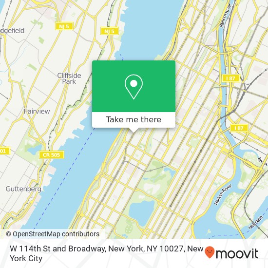 Mapa de W 114th St and Broadway, New York, NY 10027