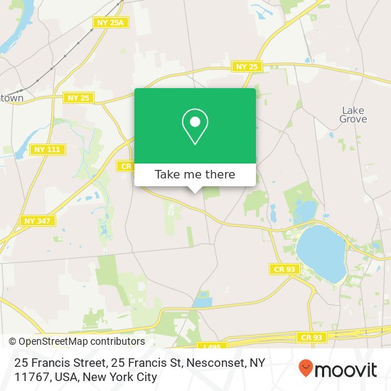 Mapa de 25 Francis Street, 25 Francis St, Nesconset, NY 11767, USA