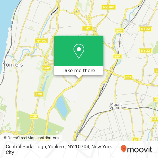 Mapa de Central Park Tioga, Yonkers, NY 10704