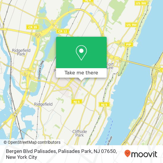 Mapa de Bergen Blvd Palisades, Palisades Park, NJ 07650