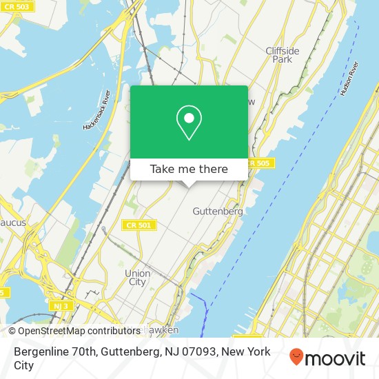 Bergenline 70th, Guttenberg, NJ 07093 map