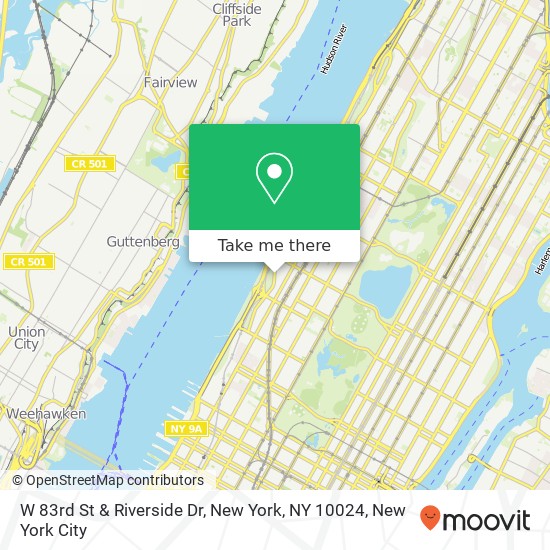 Mapa de W 83rd St & Riverside Dr, New York, NY 10024