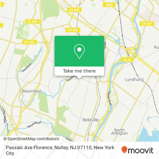 Mapa de Passaic Ave Florence, Nutley, NJ 07110