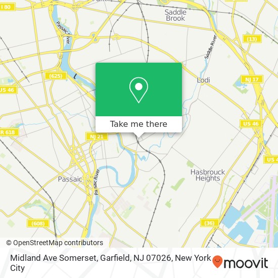 Mapa de Midland Ave Somerset, Garfield, NJ 07026