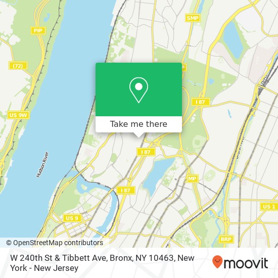 Mapa de W 240th St & Tibbett Ave, Bronx, NY 10463