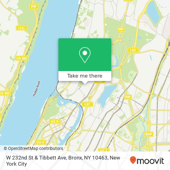 Mapa de W 232nd St & Tibbett Ave, Bronx, NY 10463