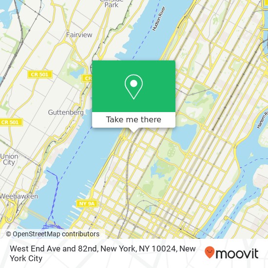 West End Ave and 82nd, New York, NY 10024 map