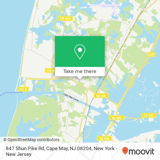 Mapa de 847 Shun Pike Rd, Cape May, NJ 08204