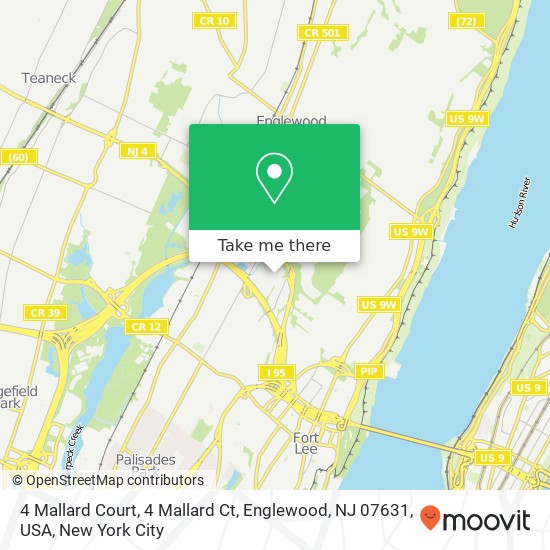 Mapa de 4 Mallard Court, 4 Mallard Ct, Englewood, NJ 07631, USA