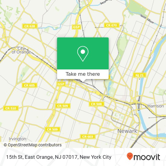 Mapa de 15th St, East Orange, NJ 07017