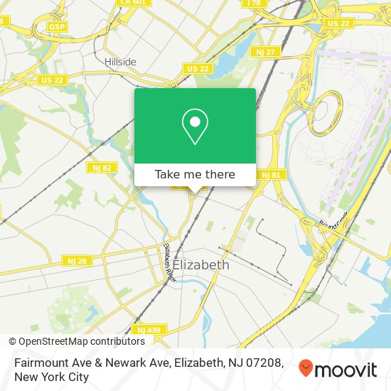 Mapa de Fairmount Ave & Newark Ave, Elizabeth, NJ 07208