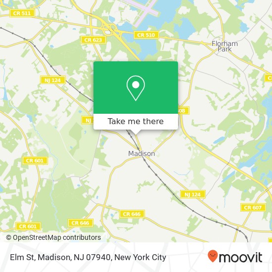 Mapa de Elm St, Madison, NJ 07940