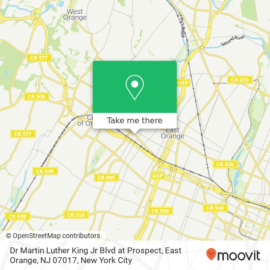 Mapa de Dr Martin Luther King Jr Blvd at Prospect, East Orange, NJ 07017