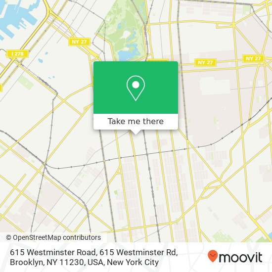 Mapa de 615 Westminster Road, 615 Westminster Rd, Brooklyn, NY 11230, USA