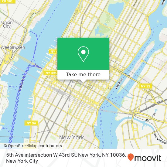 Mapa de 5th Ave intersection W 43rd St, New York, NY 10036