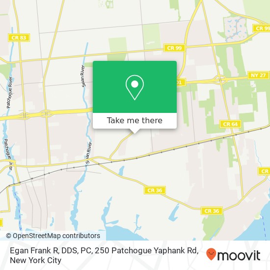 Mapa de Egan Frank R, DDS, PC, 250 Patchogue Yaphank Rd