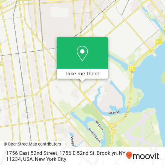 Mapa de 1756 East 52nd Street, 1756 E 52nd St, Brooklyn, NY 11234, USA